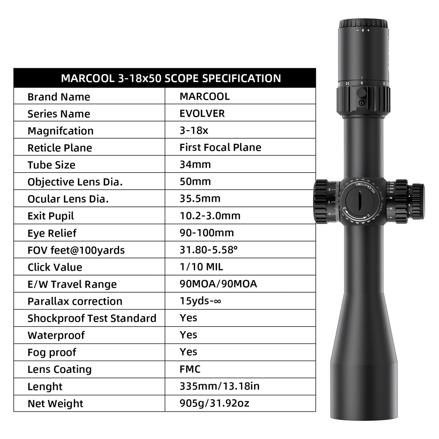EVV 3-18x50 SFIR FFP 34mm Zero Stop
