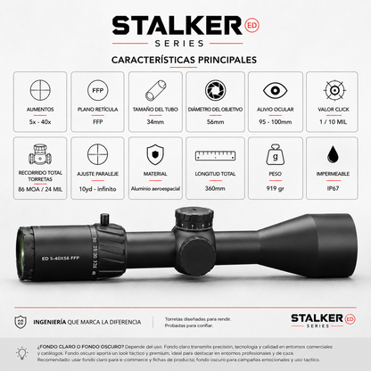 STALKER ED 5-40x56 34mm FFP Zero stop