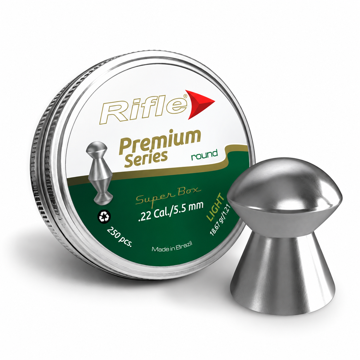 Balines Rifle Premium Series ROUND .22 Cal/5.5mm 1.21g / 18.67gr - 250ud